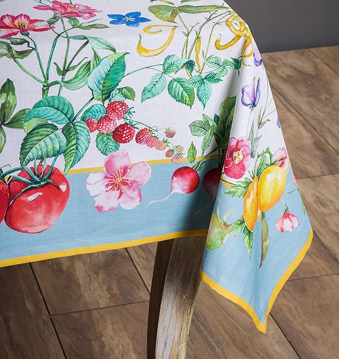 Maison d' Hermine Table Cloth Square Table 100% Cotton 60 x 60 Inches Tablecloth Reusable Decorative for Dining Room Farmhouse Home Valentines Day Decorations Spring Summer - Giverny