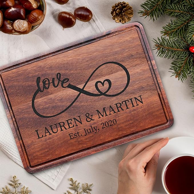 Personalized Cutting Board for Couples 2025, Wedding, Engagement Gifts for Couples, Anniversary, Bridal Shower, Housewarming, Christmas, Customized Ideas for Men, Women, Family