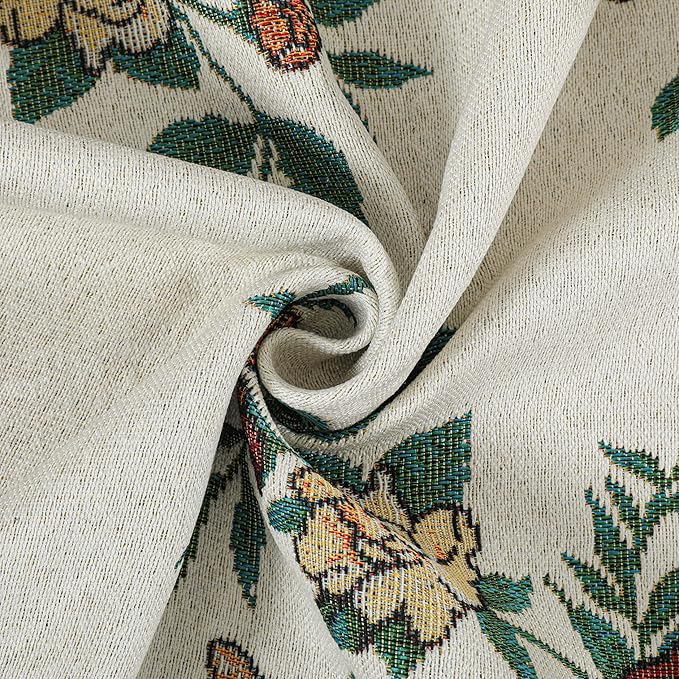 Dimatic Cotton and Linen Rectangular Tablecloth with Botanical Elements for Desks, Dining Tables, Home Table Cloths, Party and Holiday Decorations, Red 55 x 102 Inches