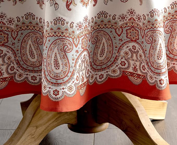 Maison d' Hermine Table Cloth Round Table 100% Cotton 69 Inches Fall Tablecloth Reusable Everyday Use for Thanksgiving Christmas Decorations Dining Farmhouse Party (Cachemire)