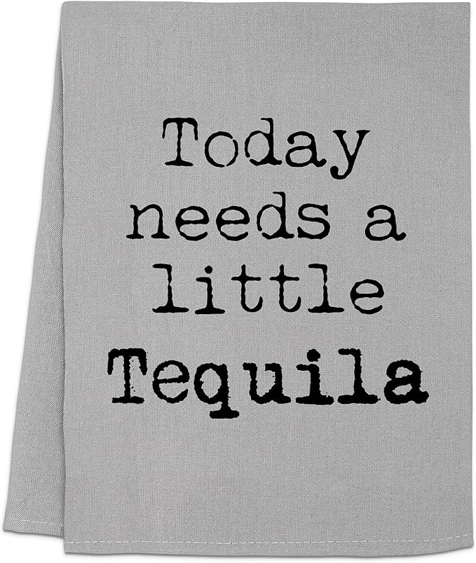 Moonlight Makers Today Needs A Little Tequila Dish Towel, Funny Kitchen Towels, Cute Wash Cloths, Cotton Dish Towels for Kitchen Drying, New Home & Apartment Essentials, Gray Dish Towel