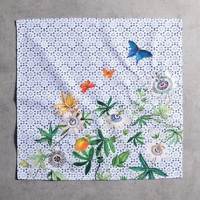 Maison d' Hermine Cloth Napkins Set of 4 100% Cotton Everyday Reusable Square Napkins Cloth Washable Dinner Party Wedding Restaurant Valentines Day Decorations Spring/Summer (Passiflora, 20" x 20")