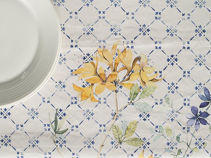 Maison d' Hermine Table Cloth Rectangle Table 100% Cotton 70 x 90 Inches Tablecloth Reusable Decorative for Dining Room Farmhouse Home Valentines Day Decorations Spring Summer - Faience