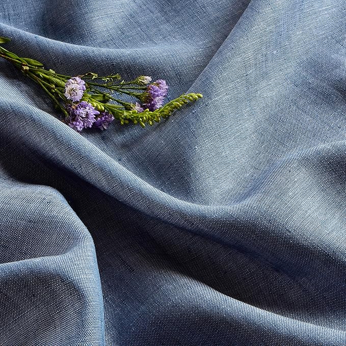 Solino Home Linen Tablecloth 60 x 120 Inch - 100% Pure Linen Blue Denim Table Cloth for Rectangle Tables - Athena, Machine Washable Tablecloth for Spring, Easter