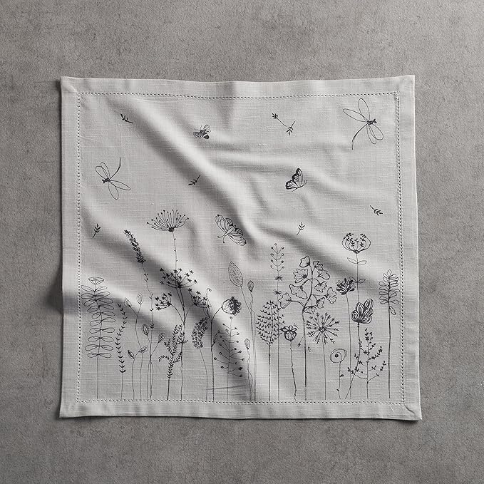 Maison d' Hermine Cloth Napkins Set of 4 100% Cotton Everyday Reusable Square Napkins Cloth Washable Dinner Party Wedding Restaurant Valentines Day Decorations Spring/Summer (Flore, 20" x 20")