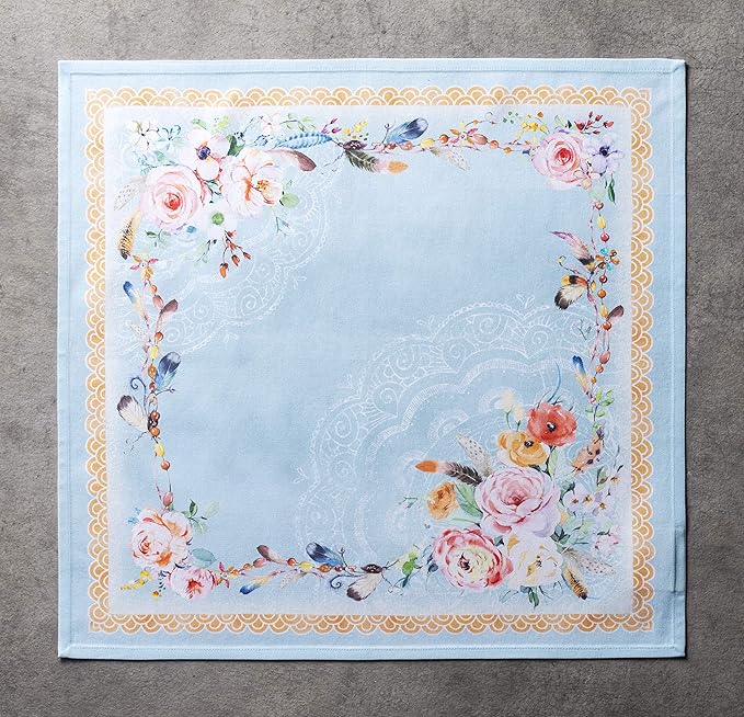 Maison d' Hermine Cloth Napkins Set of 4 100% Cotton Everyday Reusable Square Napkins Cloth Washable Dinner Party Wedding Restaurant Valentines Day Decorations Spring/Summer (Ibiza - Blue, 20" x 20")