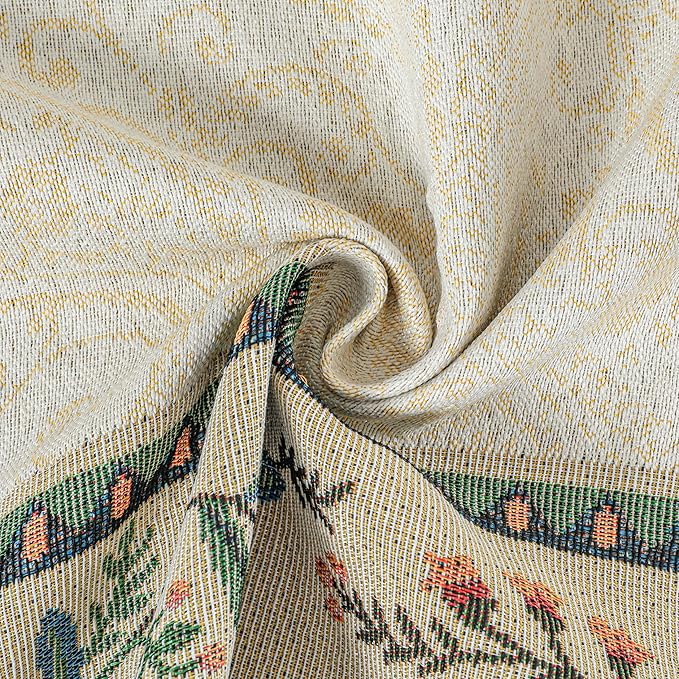 Dimatic Cotton and Linen Rectangular Plant Elements Tablecloth,Suitable for Kitchen, Dining Table, Picnic, Party Holiday Decoration Table Cover, White 55 X 86 Inch