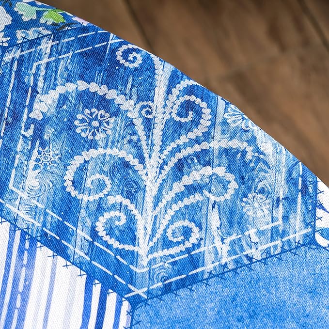 Maison d' Hermine Table Cloth Round Table 100% Cotton 63 Round Inches Tablecloth Reusable Decorative for Dining Room Farmhouse Home Valentines Day Decorations Spring Summer - Summer Blues