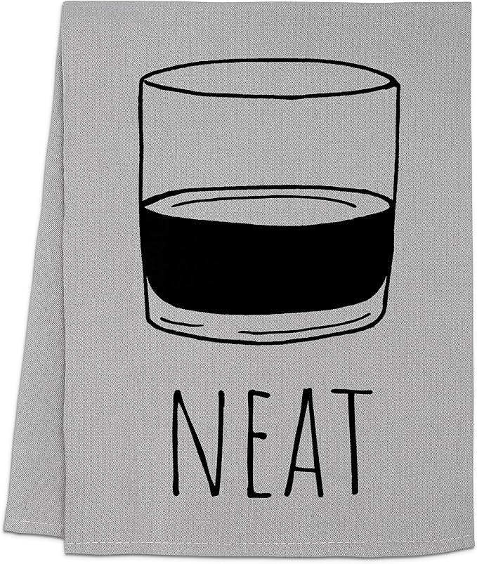 Funny Dish Towel, Neat, Flour Sack Kitchen Towel, Sweet Housewarming Gift, Farmhouse Kitchen Decor, White or Gray (Gray)