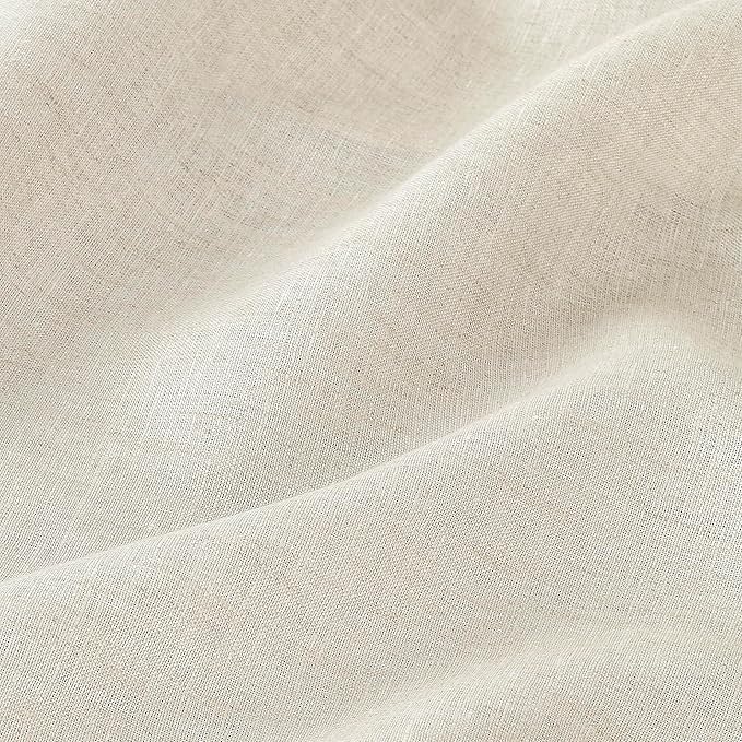 D'Moksha Homes Light Natural Linen Tablecloth 52 x 52 Inch - 100% Pure Linen Square Table Throw - Classic Hemstitch, Machine Washable Table Cloth for Valentines, Spring, Easter