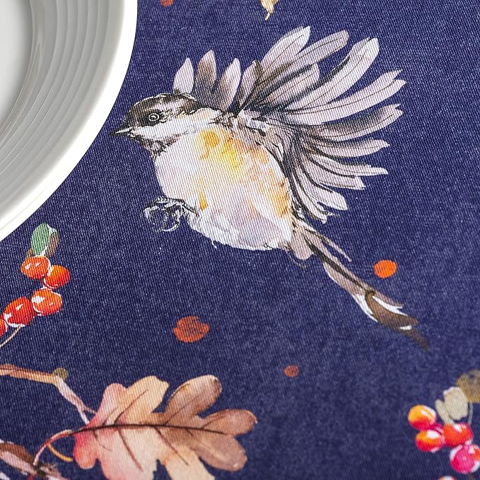 Maison d' Hermine Table Cloth Round Table 100% Cotton 69 Inches Fall Tablecloth Reusable Everyday Use for Thanksgiving Christmas Decorations Dining Farmhouse Party (Kelim - Infinity)