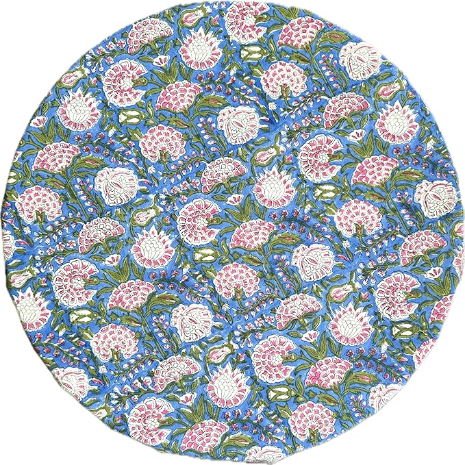 ATOSII Clover Pink 100% Cotton Round Tablecloth, Block Print Floral Table Cloth for Dining, Parties, Weddings, Outdoors, Holidays I 90" Inches, 6 Seater I Grandmillennial Farmhouse Spring Summer