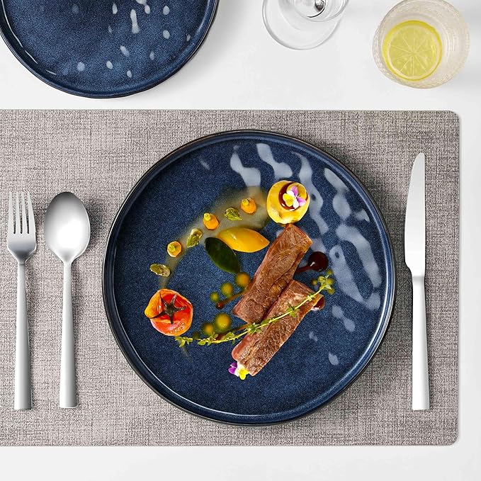 Herogo 24 Pieces Dinnerware Sets for 8, Plates and Bowls Sets for Home Serving, Stoneware Dining Dishes, Dishwasher & Microwave Safe, Starry Blue