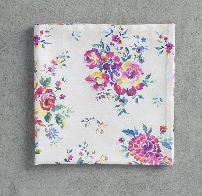 Maison d' Hermine Cloth Napkins Set of 4 100% Cotton Everyday Reusable Square Napkins Cloth Washable Dinner Party Wedding Restaurant Valentines Day Decorations Spring/Summer (Rose Garden, 20" x 20")