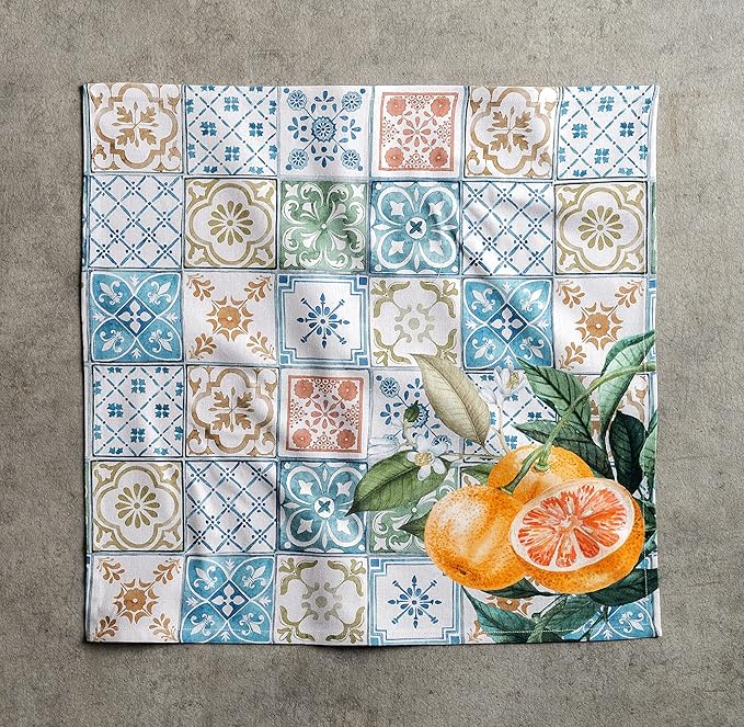 Maison d' Hermine Cloth Napkins Set of 4 100% Cotton Everyday Reusable Square Napkins Cloth Washable Dinner Party Wedding Restaurant Valentines Day Decorations Spring/Summer (Agrume, 20" x 20")