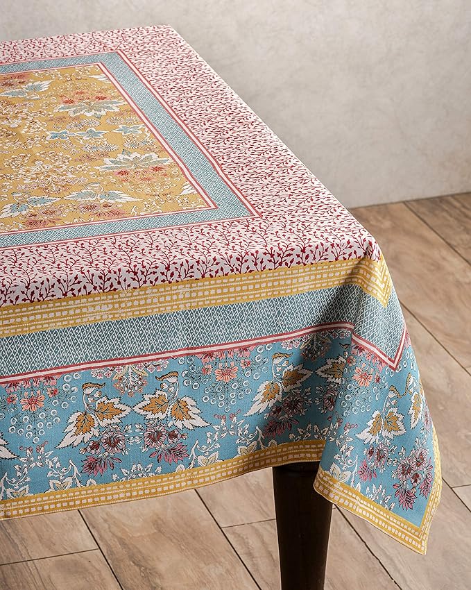 Maison d' Hermine Table Cloth Rectangle Table 100% Cotton 54 x 72 Inches Tablecloth Reusable Decorative for Dining Room Farmhouse Home Valentines Day Decorations Spring Summer - Marquise