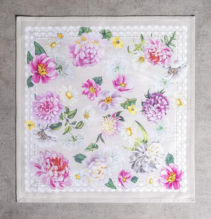 Maison d' Hermine Cloth Napkins Set of 4 100% Cotton Everyday Reusable Square Napkins Cloth Washable Dinner Party Wedding Restaurant Valentines Day Decorations Spring/Summer (Pivoine, 20" x 20")