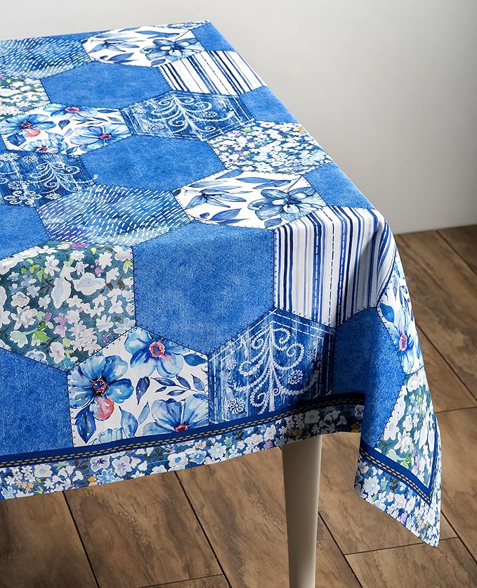 Maison d' Hermine Table Cloth Rectangle Table 100% Cotton 60 x 120 Inches Tablecloth Reusable Decorative for Dining Room Farmhouse Home Valentines Day Decorations Spring Summer - Summer Blues