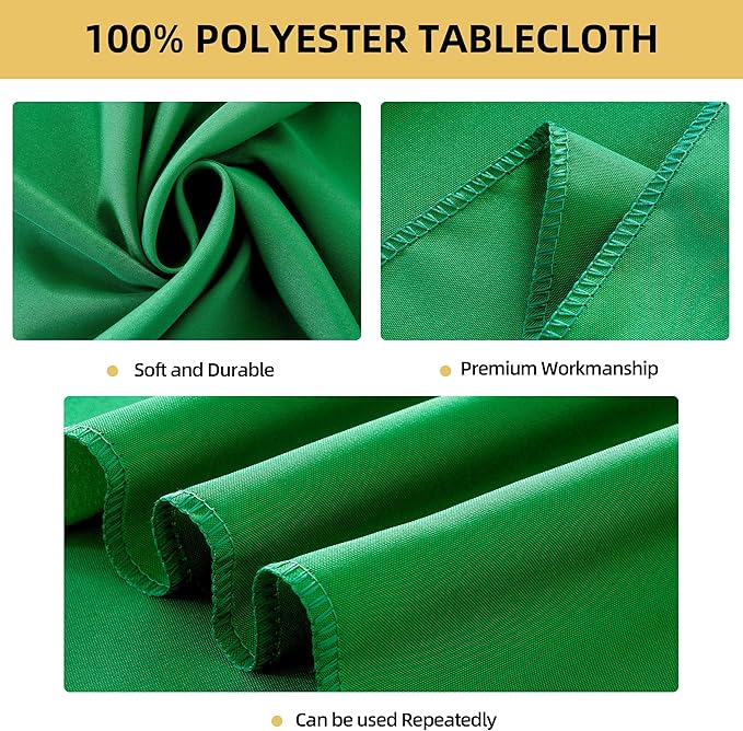 6-Pack 90x156 inch Forest Green Table Cloths, Solid Stain and Wrinkle Resistant Oblong Tablecloth, Premium Plain Weave Polyester Fabric Rectangle Table Linen Covers for Hotel, Banquet