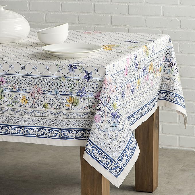 Maison d' Hermine Table Cloth Rectangle Table 100% Cotton 70 x 90 Inches Tablecloth Reusable Decorative for Dining Room Farmhouse Home Valentines Day Decorations Spring Summer - Faience