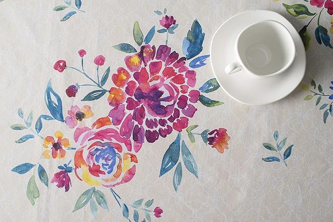 Maison d' Hermine Table Cloth Square Table 100% Cotton 54 x 54 Inches Tablecloth Reusable Decorative for Dining Room Farmhouse Home Valentines Day Decorations Spring Summer - Rose Garden