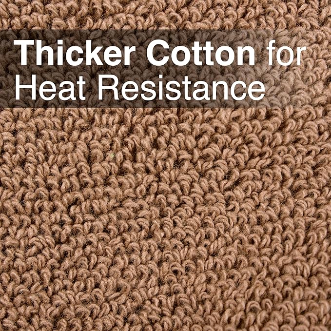 RITZ Terry Pocket Mitt & Hot Pad: Unparalleled Heat Resistant, Durable 100% Cotton – Ergonomically Designed for Optimal Grip – Easy-Care Machine Washable – 4-Pack, Mocha Brown