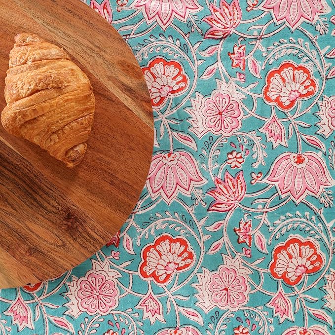 Hand Block Printed Table Cover - Exquisite Design, Premium Cotton Fabric, Perfect for Dining and Decor, Dining Table Linen (Green Delight, 12 Seater 72 x 135 Inches Rectangle)