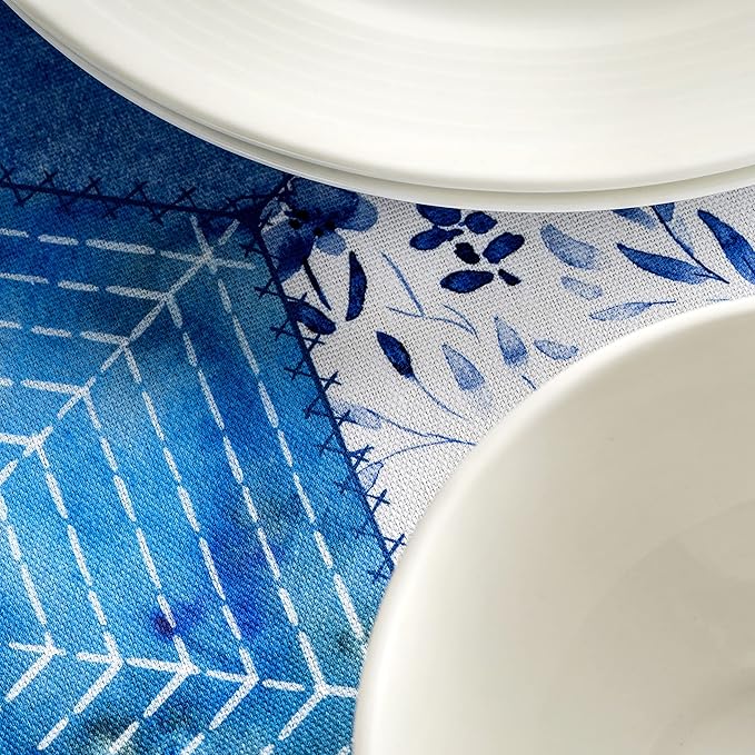 Maison d' Hermine Table Cloth Round Table 100% Cotton 63 Round Inches Tablecloth Reusable Decorative for Dining Room Farmhouse Home Valentines Day Decorations Spring Summer - Summer Blues