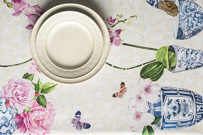 Maison d' Hermine Table Cloth Rectangle Table 100% Cotton 60 x 108 Inches Tablecloth Reusable Decorative for Dining Room Farmhouse Home Valentines Day Decorations Spring Summer - Canton
