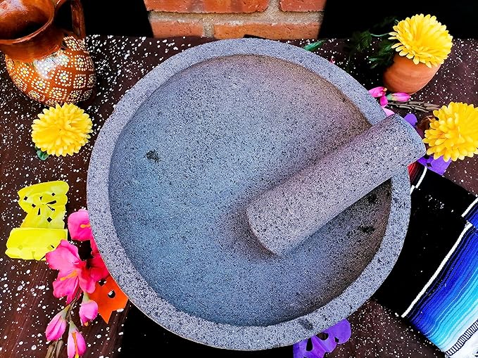 12 inch molcajete 30cm diameter handmade mexican mortar volcanic stone