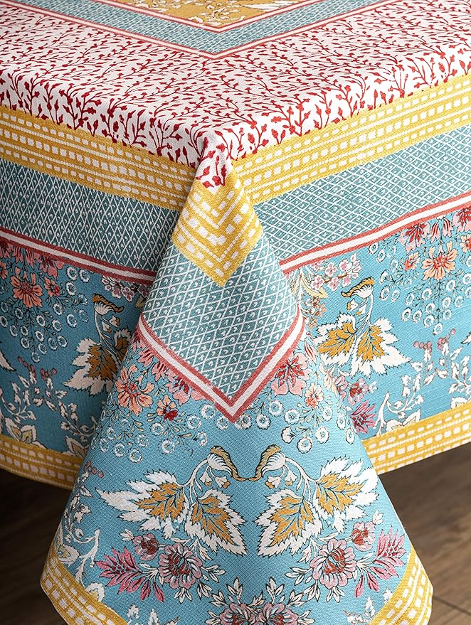 Maison d' Hermine Table Cloth Square Table 100% Cotton 60 x 60 Inches Tablecloth Reusable Decorative for Dining Room Farmhouse Home Valentines Day Decorations Spring Summer - Marquise