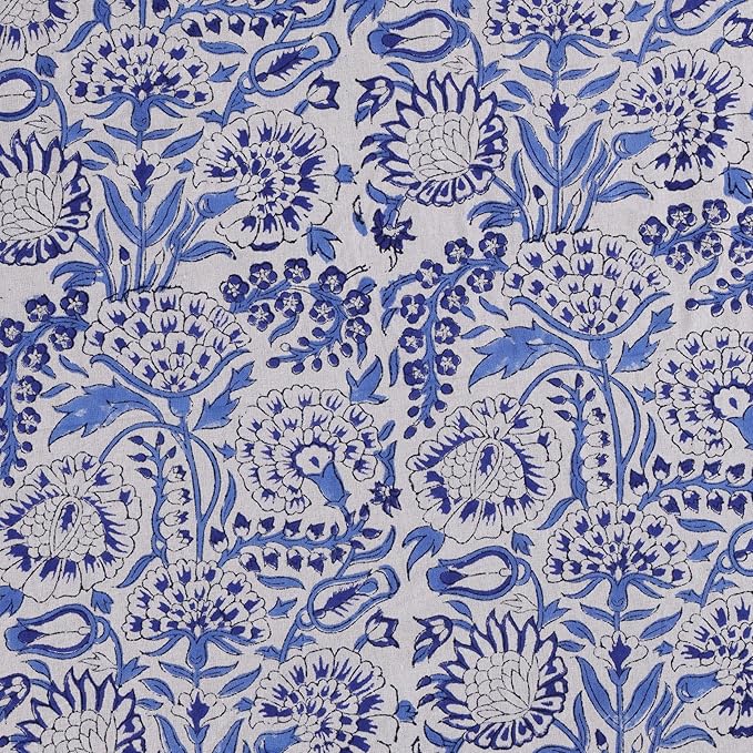 ATOSII Indigo Bloom 100% Cotton Rectangle Fall Tablecloth, Handblock Floral Linen Table Cloth for Dining Table I Parties Christmas Thanksgiving Grand Millennial Home Decor 72 X 140 Inches I 12 Seater