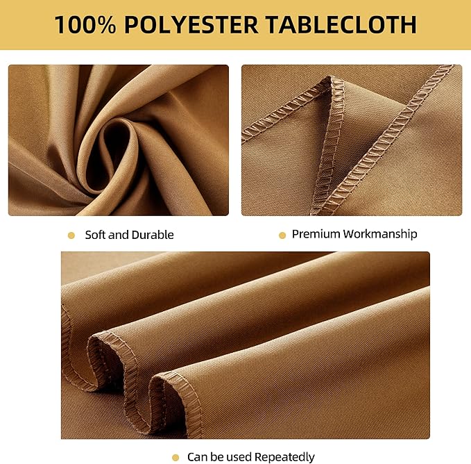 6-Pack 60x144 inch Coffee Table Cloths, Solid Stain and Wrinkle Resistant Oblong Tablecloth, Premium Plain Weave Polyester Fabric Rectangle Table Linen Covers for Hotel, Banquet