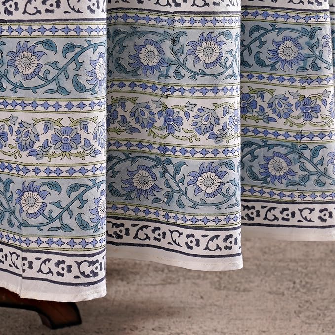 Ridhi Block Print Round Asparagus Green Reusable Tablecloth 100% Cotton 90" Inch Decorative Table Cover eveyday Dining, Home, Party, Wedding, Farmhouse Gift for Spring, Easter, Valentine