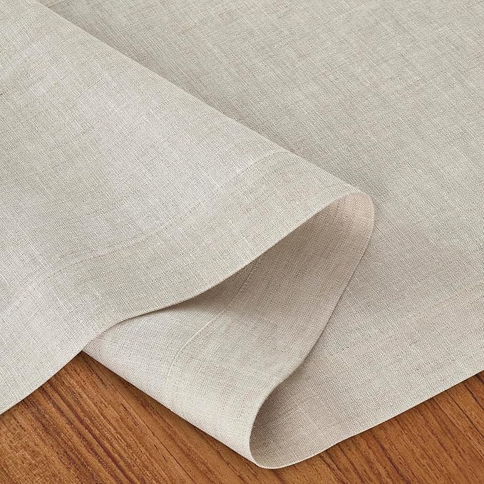 D'Moksha Homes Linen Table Runner 48 Inches - 100% Pure Linen Light Natural Table Runner 14 x 48 Inch for Coffee Tables, Dresser, Valentines, Spring, Easter - Machine Washable