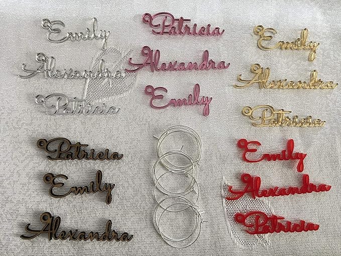 Personalized Wine Glass Charms, Custom Name Drink Markers, Place Setting Name Tags, Acrylic and Wood Material