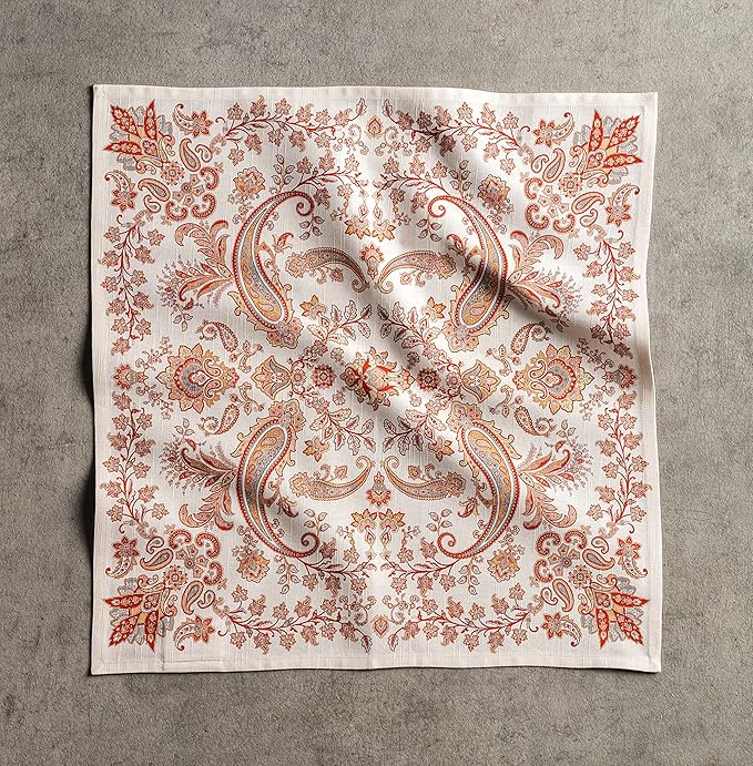 Maison d' Hermine Cloth Napkins Set of 4 100% Cotton for Thanksgiving Christmas Decorations Everyday Reusable Square Fall Napkins Cloth Washable Dinner Party (Cachemire, 20"x20")