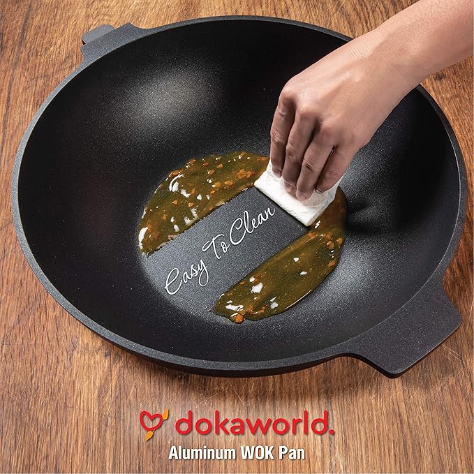 Aluminum Nonstick 12 inch Wok - Induction Compatible - Lightweight