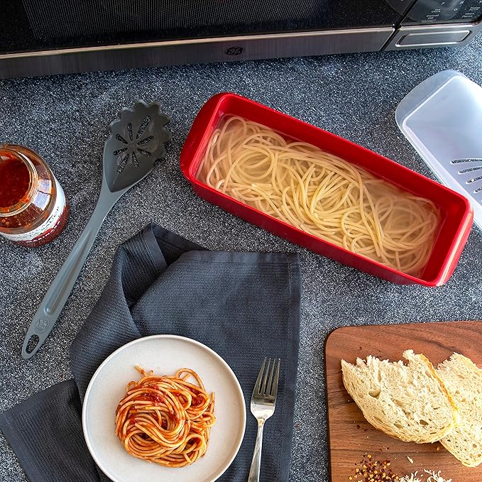Nordic Ware Microwave Pasta Cooker, 6.4 Cup, Red