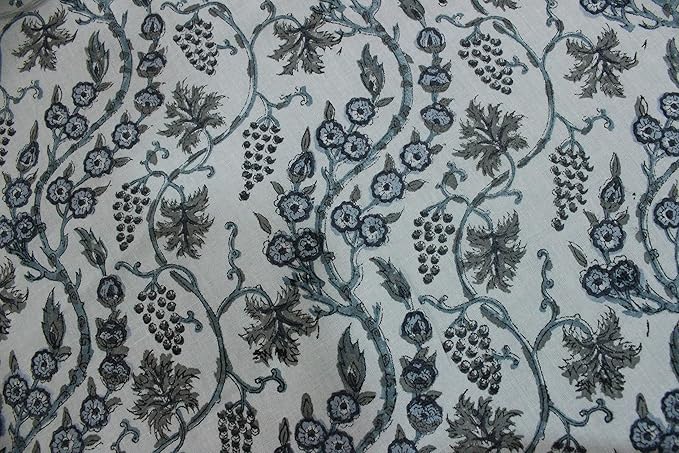 Ridhi Hand Block Print Baby Blue Eyes Rectangle Cotton Tablecloth 120" x 80" Reusable Table Cover Decorative Everyday Use for Dining, Farmhouse, Home Gift for Spring, Easter, Valentine