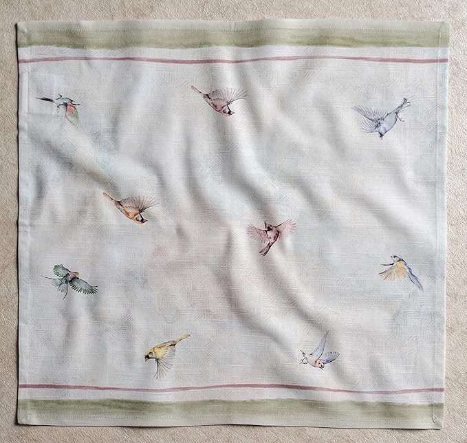 Maison d' Hermine Cloth Napkins Set of 4 100% Cotton Everyday Reusable Square Napkins Cloth Washable Dinner Party Wedding Restaurant Valentines Day Decorations Spring/Summer (Flying Birds, 20" x 20")