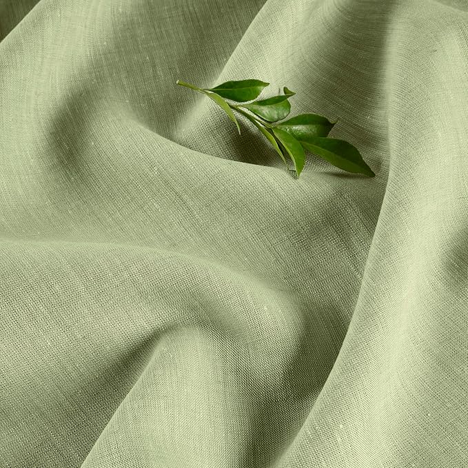 Solino Home Linen Tablecloth 60 x 120 Inch - 100% Pure Linen Chambray Olive Table Cloth for Rectangle Tables - Athena, Machine Washable Tablecloth for Spring, St Patricks Day
