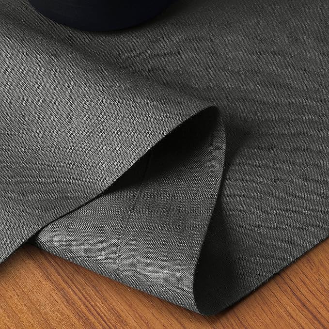 D'Moksha Homes Linen Table Runner 36 Inches - 100% Pure Linen Charcoal Grey Small Table Runner 14 x 36 Inch for Dresser, Coffee Tables, Spring, Easter - Machine Washable