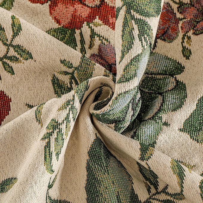 Dimatic Cotton and Linen Rectangular Tablecloth with Red Rose Pattern, Suitable for Kitchen Dining Table, Home Table Cloth and Holiday Decoration, 55 x 86 Inches