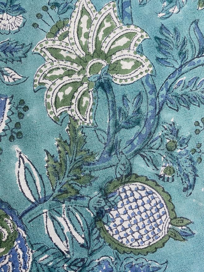 Ridhi Block Print Round Turquoise & Steel Blue Reusable Tablecloth 100% Cotton 110" Inch Decorative Table Cover eveyday Dining, Home, Party, Wedding, Farmhouse Gift for Spring, Easter, Valentine