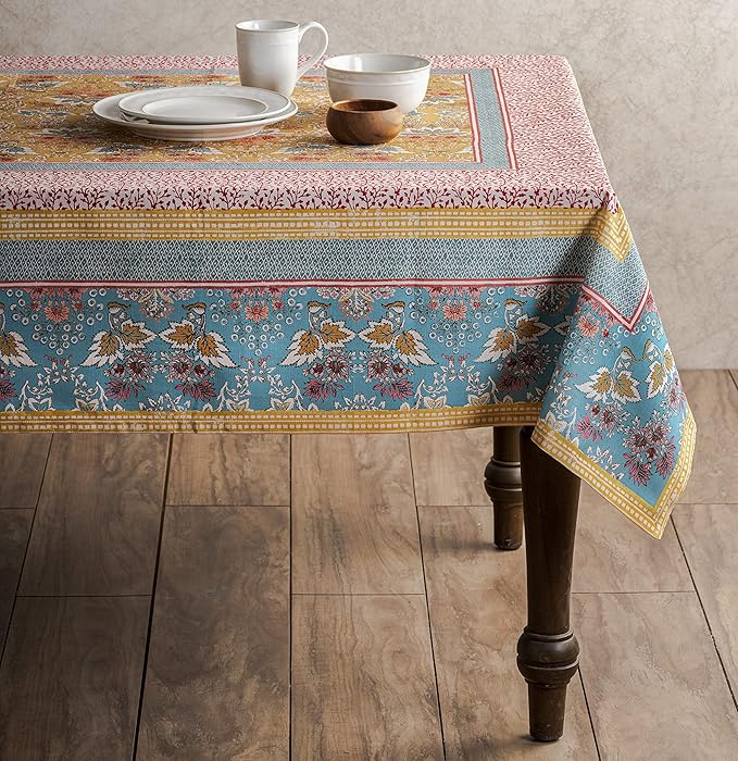 Maison d' Hermine Table Cloth Rectangle Table 100% Cotton 70 x 120 Inches Tablecloth Reusable Decorative for Dining Room Farmhouse Home Valentines Day Decorations Spring Summer - Marquise