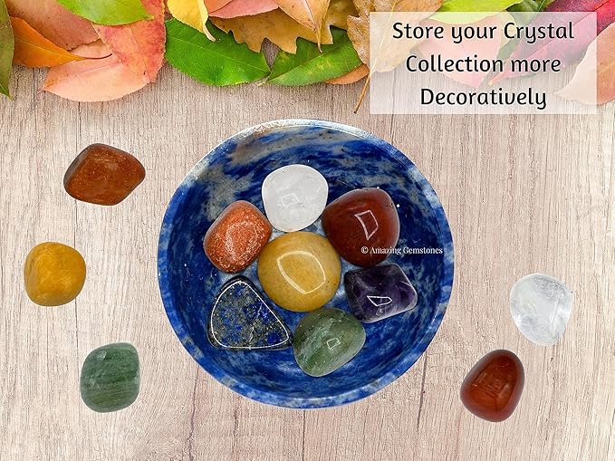 Sodalite Crystal Bowl - 2 Inch Decorative Bowls for Room and Home Decor - Gemstone Healing Crystals for Elegant Display, Positive Energy Balance and Gift