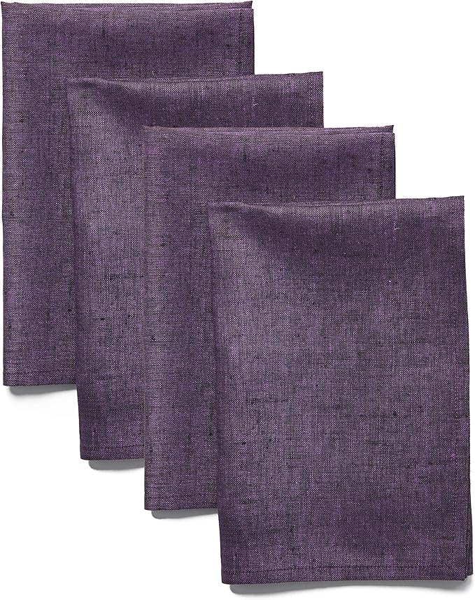 Solino Home Linen Napkins Set of 4 - 100% Pure Linen Grape Dinner Napkins Cloth 20 x 20 Inch for Winter, Valentines, Spring, Easter - Athena, Handcrafted and Machine Washable