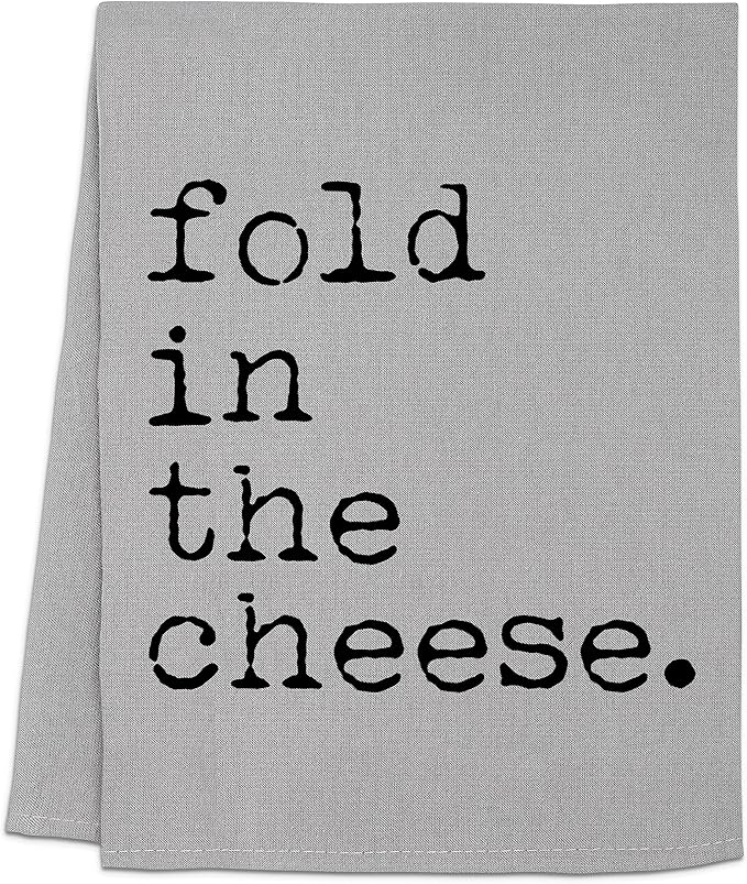 Funny Dishcloth/Tea Towel ~ Fold In The Cheese ~ Funny Kitchen Cloth ~ Gray