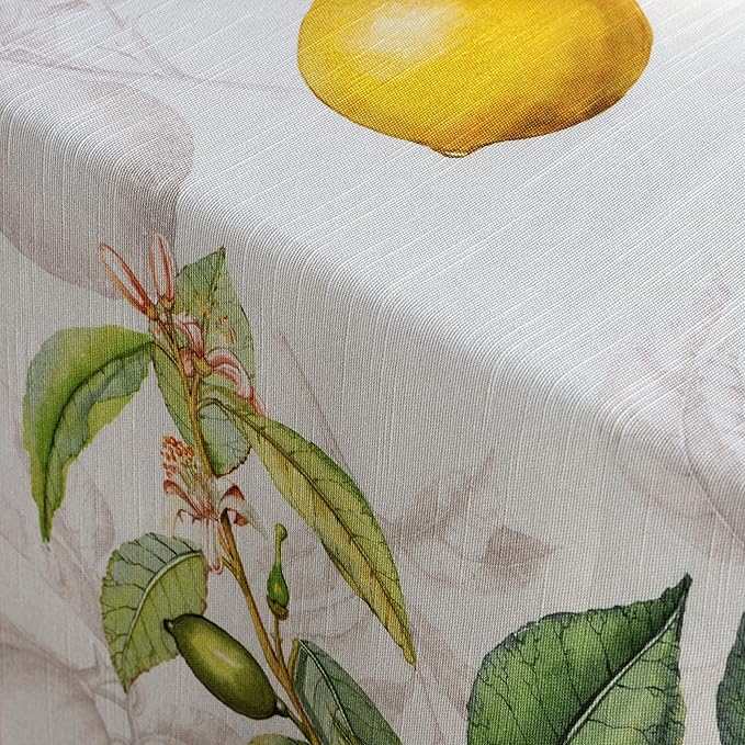Maison d' Hermine Table Cloth Rectangle Table 100% Cotton 70 x 120 Inches Tablecloth Reusable Decorative for Dining Room Farmhouse Home Valentines Day Decorations Spring Summer - Limoncello